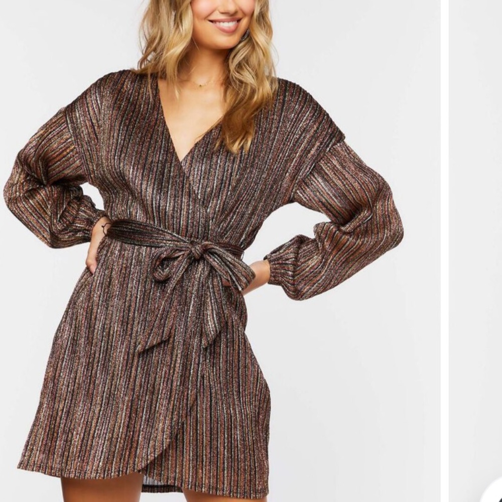 NWT metallic wrap dress